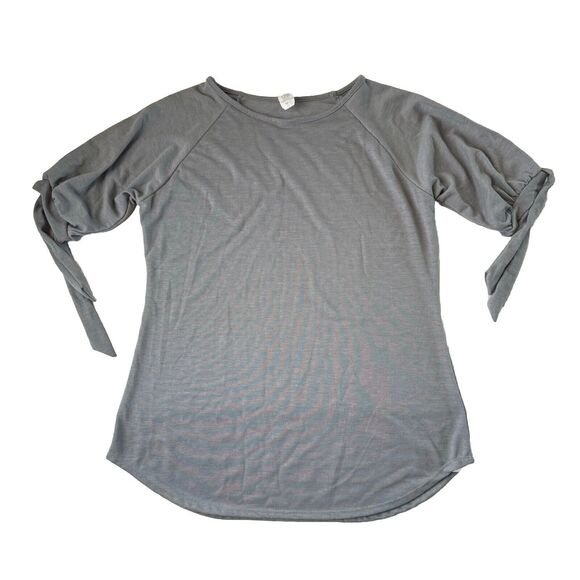 Women’s Short Tie Sleeve Tee Shirt Gray Size XL - Picture 1 of 9